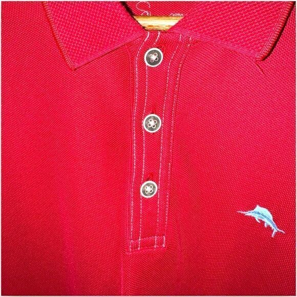 Red Tommy Bahama Supima Polo Shirt Size S - Picture 3 of 8